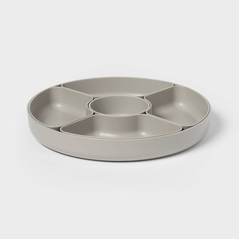 12&#34;x12&#34; Round Divided Server Plate Gray - Room Essentials&#8482;, 4 of 5