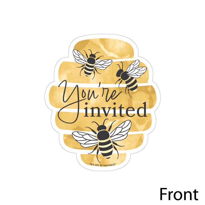 Big Dot of Happiness Little Bumblebee - Shaped Fill-In Invitations - Bee Baby Shower or Birthday Party Invitation Cards with Envelopes - Set of 12, 3 of 8