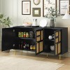 Rattan TV Stand for TVs Up to 55",Entertainment Center for Bedroom with 3 Rattan Cabinets,Farmhouse Television Stands with Storage Media Console - 2 of 4