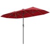 Costway 13 FT Large Patio Umbrella with LED Solar Lights Crank Handle 12 Heavy-Duty Ribs Beige/Brown/Gray/Navy/Orange/Wine - 2 of 4