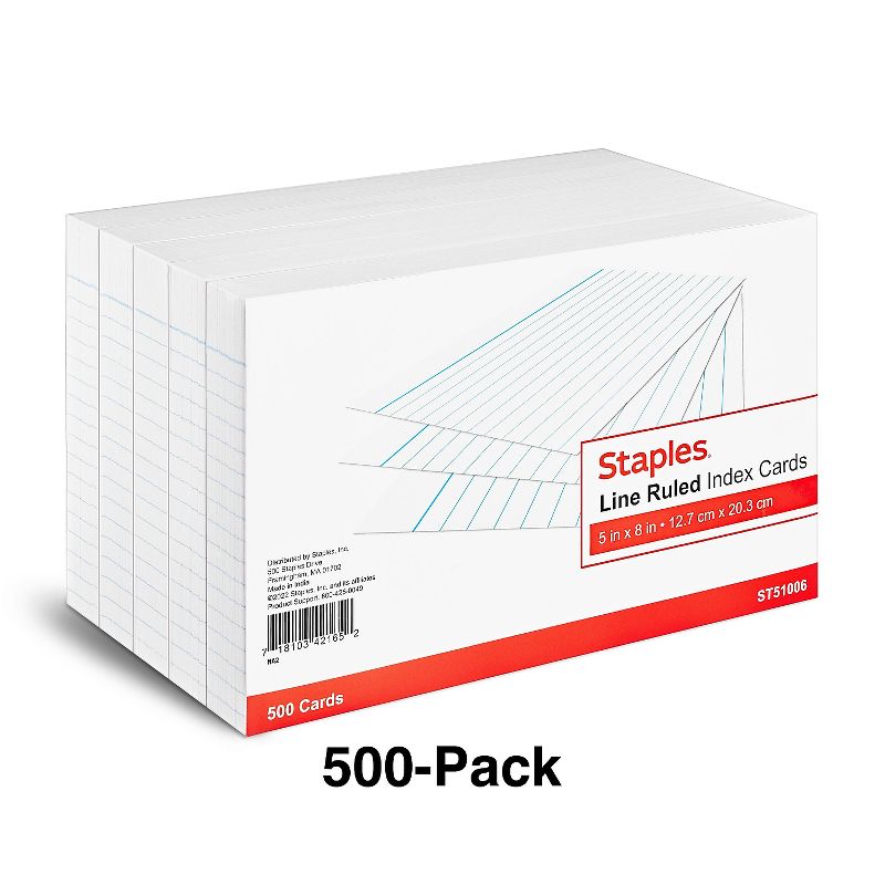 MyOfficeInnovations 5" x 8" Line Ruled White Index Cards 500/Pack (51006) 233478, 2 of 6