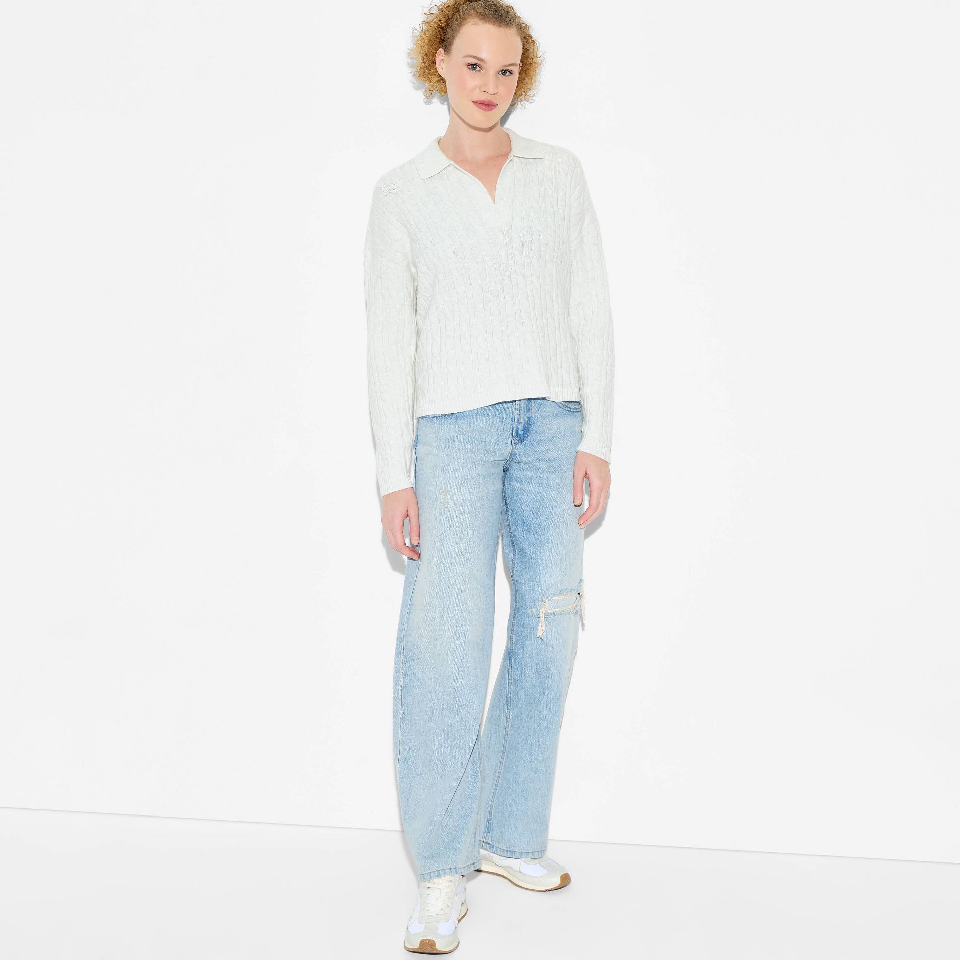 Women's Polo Collar Pullover Sweater - Wild Fable™