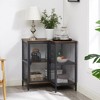 VECELO 3 Tier Corner Storage Cabinet with Mesh Doors, Rustic L-Shaped Corner Shelf Unit, Small Corner Organizer Cabinet for Living Room, Home Office - 3 of 4