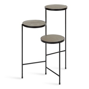 Kate and Laurel Fields Round Metal Plant Stand, 10x10x30, Gray - 1 of 4