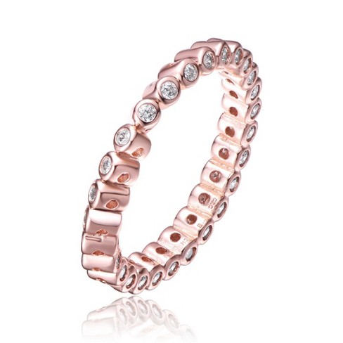 Chic Rose Gold Plated Band Ring with Brilliant Clear Cubic Zirconia Stones for a Timeless and Elegant Touch of Sparkle - image 1 of 3