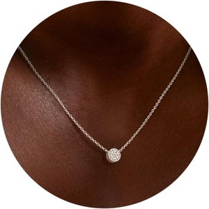 Circle CZ Pendant Necklace 14K Gold Plated Twist Rope Chain Jewelry - 1 of 4