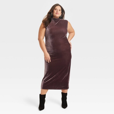 Jeanne Dark Purple Plus Bodycon Slip, XL-4X