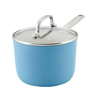 KitchenAid Hard Anodized 3qt Nonstick Ceramic Cookware Sauce Pan - Blue Velvet: Tempered Glass Lid, Stainless Steel Handle - 1 of 4