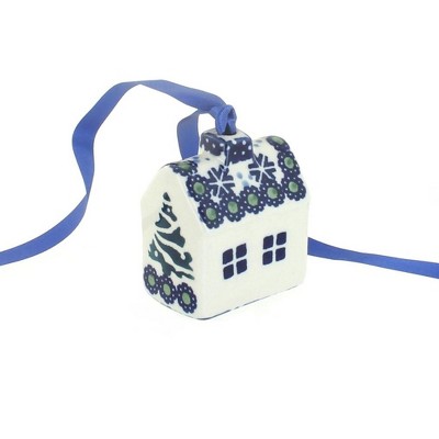 Blue Rose Polish Pottery Festive Fir Cabin Ornament