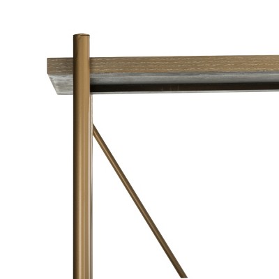 Rustic Oak and Gold Quintuple-Tier Etagere