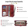 Women's fashionable pink synthetic leather wrist guard wallet with snap button and zipper closure,compact card holder and phone compartment - 2 of 4