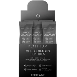 Codeage Multi Collagen and Biotin 10,000 mcg + Vitamin C Powder Supplement, B6 & D3 - Platinum - 30 Stick Packs - 1 of 4