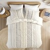Sapphtopaz Bedding Set Duvet Cover Set Tufted Chenille Cotton with Stripes Printing 3 Piece 1 Cover, 2 Pillow Shams - 4 of 4