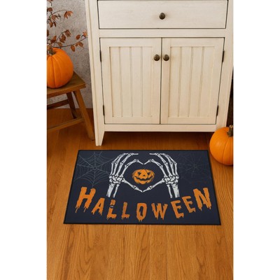 Home Mart Goods Halloween Orange Black Non-Slip Washable Low Pile Kitchen Mat Entrance Door Mat - 31" x 19"