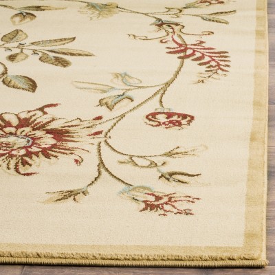 Ivory Multi Floral Synthetic Medium Pile Area Rug