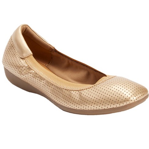 Wide width hot sale gold flats