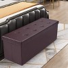 Tangkula Large Folding Storage Faux Leather Stool Brown/Black - 2 of 4