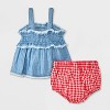 Baby Girls' Star Patch Denim Top & Bottom Set - Cat & Jack™ Blue - 2 of 4