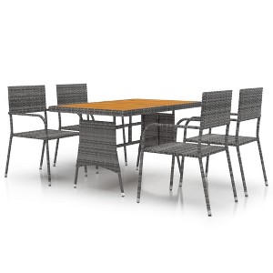 vidaXL Patio Furniture Set 9 Piece Table and Chair with Cushions Poly Rattan - 1 of 4