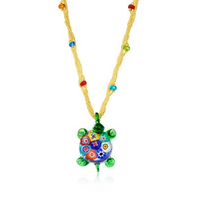 Ross-Simons Italian Murano Glass Multi-Strand Turtle Necklace in 18kt Gold Over Sterling Size 18