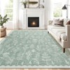 Solid Washable Rug Ultra Soft Colorful Floral Rug for Living Room Low Pile Foldable Thin Non Slip Carpet - 3 of 4