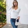Amaryllis Women's V-Neck Puff Long Sleeve Knit Top with Fitted Cuffs Elegant Design Soft Fabric for Versatile Day-to-Night - 3 of 4