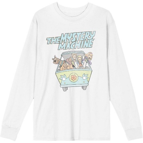 Scooby Doo The Mystery Machine Adult White Crew Neck Long Sleeve Tee-xs ...