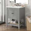 ORRD 24" Grey Modern Bathroom Vanity with Ceramic Sink, Solid Wood Frame, Open Shelf Design - 2 of 4