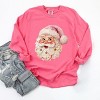 Santa Face Textured Paint - Women's Garment Dyed Long Sleeve Graphic T-Shirt - 2 of 4