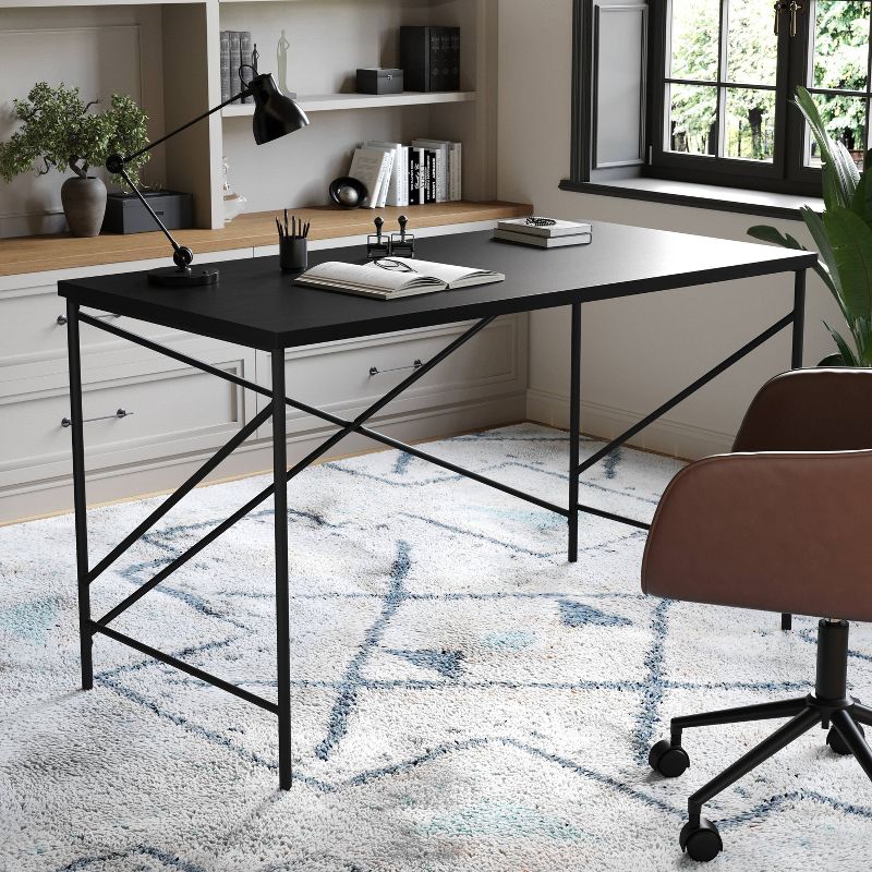 Home Office Parsons Desk with Oil Rubbed Bronze Metal Black - Martha Stewart, 1 of 12
