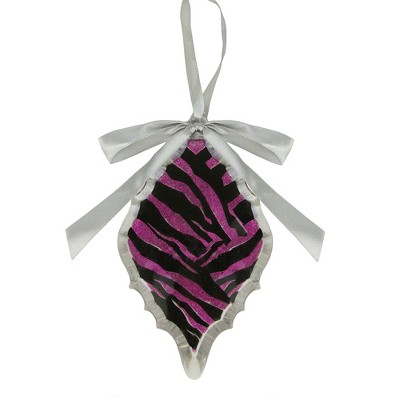 Allstate 5.75" Glittered Zebra Print Diamond Prism Christmas Ornament - Pink