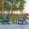 Emma and Oliver Set of 2 Classic All-Weather Poly Resin Rocking Adirondack Chairs in Gray with Matching Side Table for Year Round Use - 2 of 4