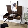 Gulches Writing Desk with Built-in USB Port ¨C KD Rectangular Design, Storage Drawers/Compartments, Metal Base & Smooth Glides for Home/Office - 2 of 4