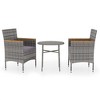 vidaXL 3 Piece Patio Dining Set Poly Rattan Gray - 2 of 4