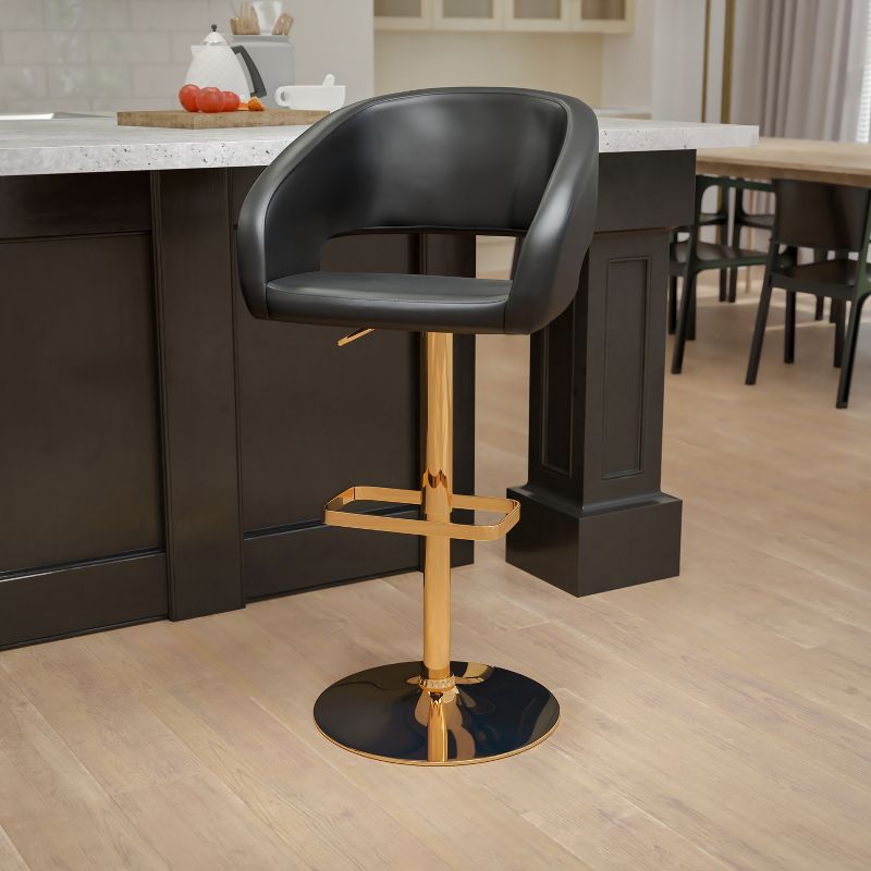 Flash Furniture Contemporary Vinyl Adjustable Height Barstool with Rounded Mid-Back, 3 of 13