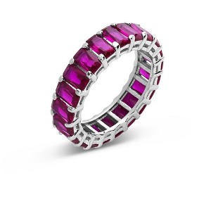 SHINE by Sterling Forever Sterling Silver Rainbow CZ Baguette Eternity Ring - 1 of 3