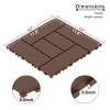 SEVOBAL 44 PCS Carpet Tiles 11.8"x11.8" Interlocking Wood-Plastic Composite Deck Tiles Waterproof Slip Resistant for Outdoor, Brown, - 3 of 4