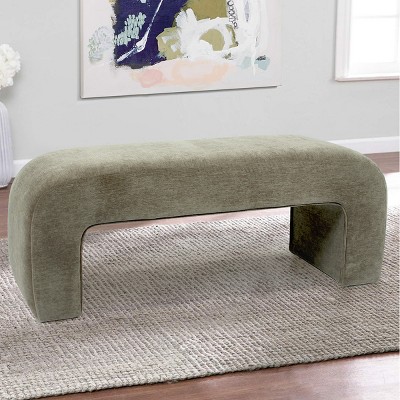 Lily 47" Upholstered Scroll Velvet Waterfall Bench/Chenille Entryway Bench-Maison Boucle