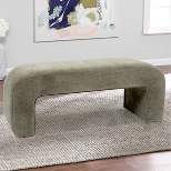 Lily 47" Upholstered Scroll Velvet Waterfall Bench/Chenille Entryway Bench-The Pop Maison