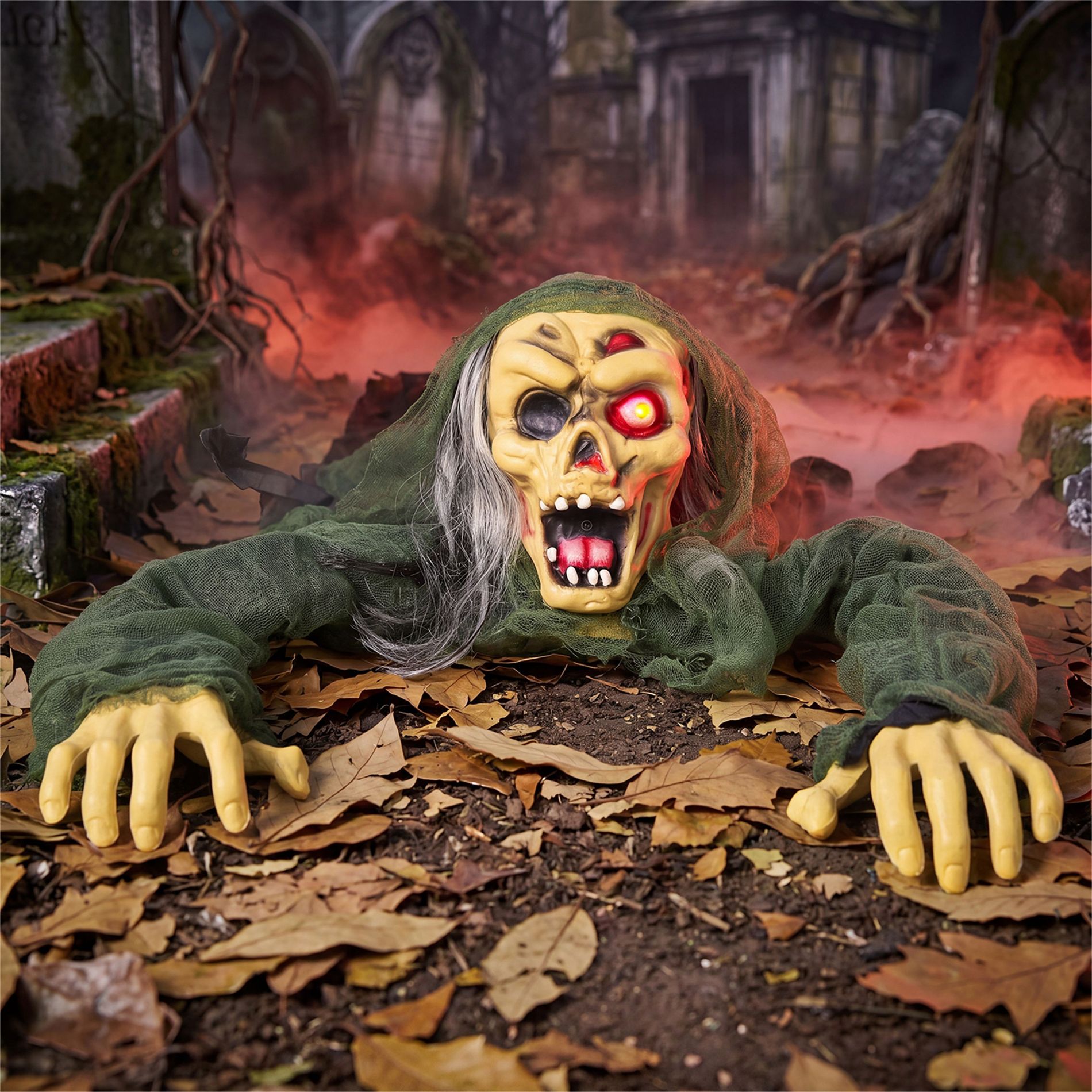 Joyfy Halloween Outdoor Decoration Light-Up Climbing Zombie Groundbreaker with Creepy Sound for Outdoor Lawn, Yard,Patio,Graveyard,Haunted House Decor