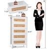 Crestlive Products 5 Drawers Rattan dressers for bedroom Storage Tower Tall Fabric Dresser with Wood Top &Wood Handles - 3 of 4