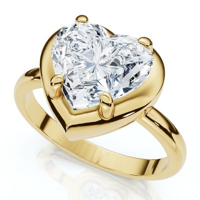 Pompeii3 Certified 2 1/2Ct Heart Diamond Button Engagement Ring 14k Gold or Pt Lab Created