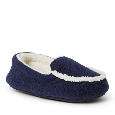Dearfoams Boy's Hunter Felted Microwool and Plaid Moccasin Slipper