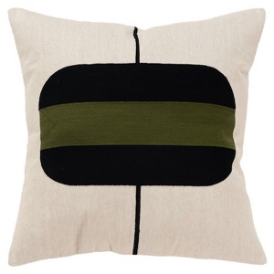 20"x20" Oversize Color Block Poly Filled Square Throw Pillow Green - Rizzy Home: Eclectic Knife Edge, Indoor Decor - 1 of 4