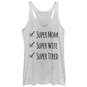 Women's CHIN UP Super Mom Super Tired Racerback Tank Top - 1 of 3