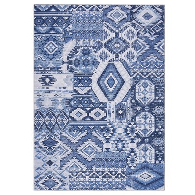 Vintage Area Rug Bohemian Washable Rug Soft Low Pile Rugs for Living Room Bedroom Dining Room