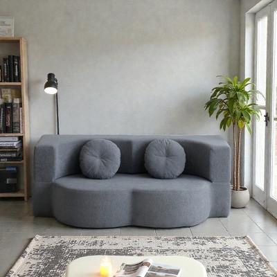 Mshliw Convertible Foldable Sofa Bed with 2-Tier Sleeper Design, Foam Padding, No-Assembly Floor Couch for Small Spaces, Lounging and Guests