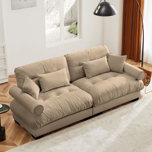 NicBex Couches for Living Room Oversized 2-Seater Sofa Couch Comfort Velvet Upholstered Sofa With Pillows and Bolstered Armrests for Bedroom - 1 of 4