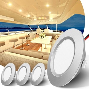 DORESshop 12V LED Dimmable Recessed Ceiling Lights for RV and Boat, 5W 3000K Downlights, Waterproof IP44 Camper Lights (4 Pack) - 1 of 4
