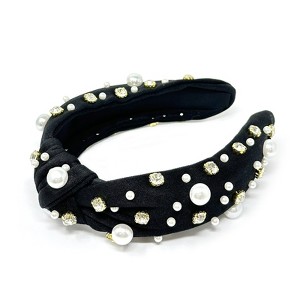 Wrapables Wide Knotted Headbands, Top Knot Headbands for Women and Girls, Jewel Black - 1 of 4
